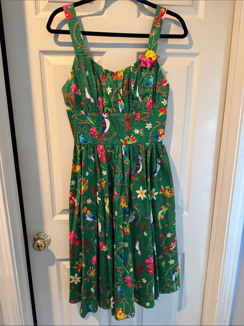 Disney Green Tropical Parrot Print Midi Dress